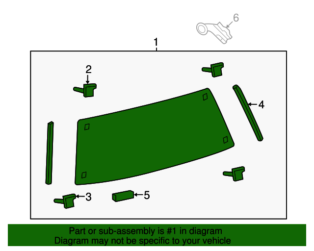 Glass Sub Assembly Back - Lexus (68105-60350)