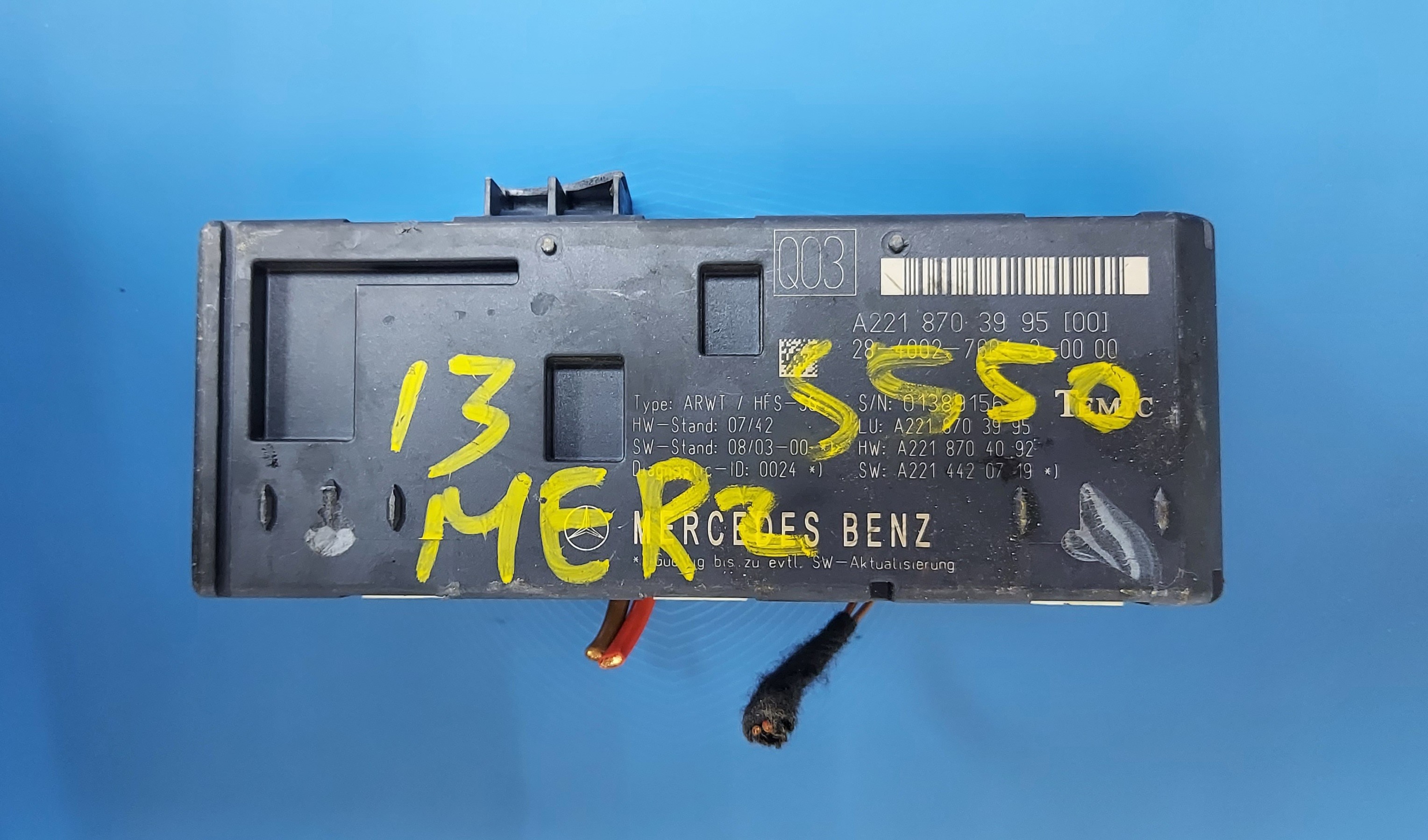 08-14 Control Module - Mercedes-Benz S  (221-870-39-95) / #B004 